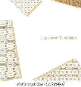 Japanese pattern template vector. Gold line background.