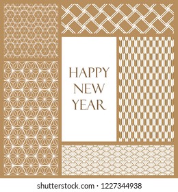 Vector de plantilla de patrón japonés. Feliz Año Nuevo. Elementos geométricos.