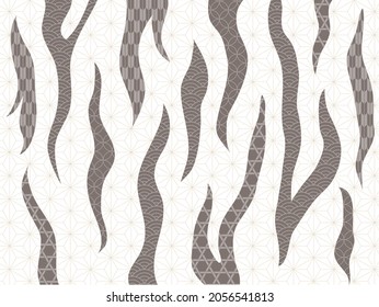 Japanese pattern and tiger pattern. Vector illustration