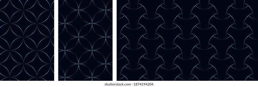 Japanese pattern traditional motif geometric line free hand drawing groove grid texture. Elegance crisscross circles armor scale design oriental style bishamon vintage background high resolution image