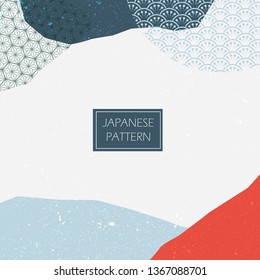 Japanese pattern vector. Abstract template. Blue and red geometric background.