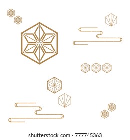 Japanese Pattern vector background. Classic icon from Japan.Gold geometric icons and symbols.