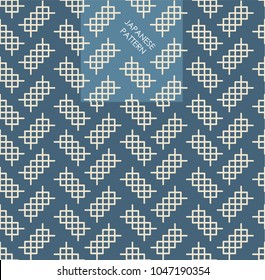 Japanese pattern vector. Blue geometric background.