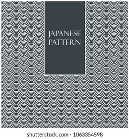 Japanese pattern vector. Blue geometric background. Wave elements.