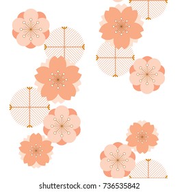 Japanische Mustervektor. Kirschblüte floraler Hintergrund für Poster, Karte, Vorlage, Titelseitendesign.