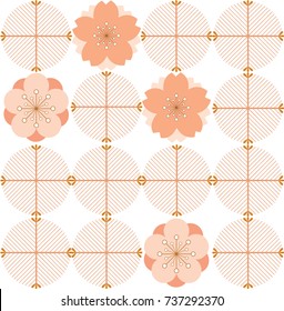 Japanese pattern vector. Cherry blossom and pink geometric background for warping paper, textile, cover page design, template.