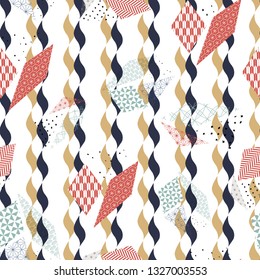 Japanese pattern vector. Colorful kimono textile background. Geometric template.