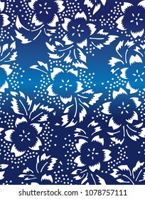 Japanese pattern vector. flower blue gradient background texture.