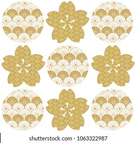 Japanese pattern vector. Flower elements. Floral background template. 