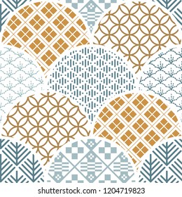 Japanese pattern vector. Geometric background template. Curve shape elements.