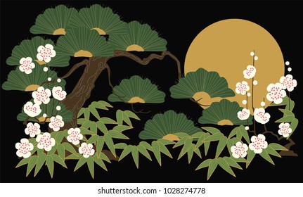 Japanese pattern vector. Gold  background texture.