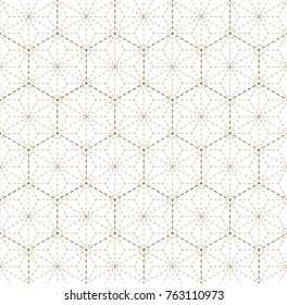 Japanese pattern vector. Gold background in traditional sewing of Japan.