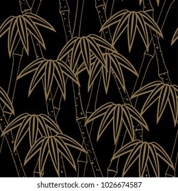 Japanese pattern vector. Gold Bamboo background texture.