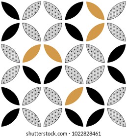 Japanese pattern vector. Gold and black background. 