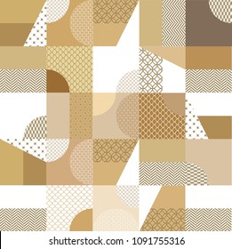 Japanese pattern vector. Gold and brown geometric background in vintage style.