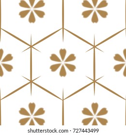 Japanese pattern vector. Gold floral background in tie and dyeing style for cover page design, template, backdrop.