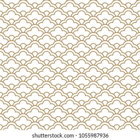 Japanese pattern vector. Gold geometric background. Floral elements. line texture.