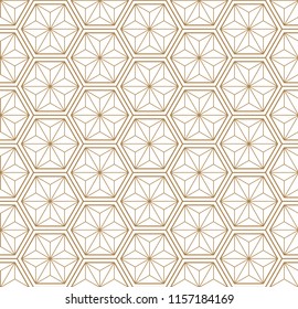 Japanese pattern vector. Gold geometric background texture. Line elements.
