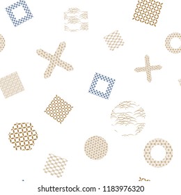 Japanese pattern vector. Gold geometric template background. Line elements.