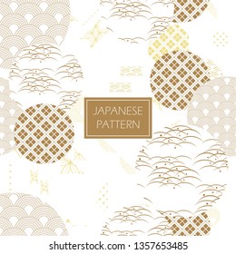 Japanese pattern vector. Gold geometric background. Abstract template.