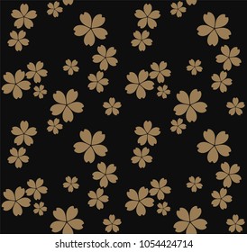 Japanese pattern vector. Gold Sakura background texture.