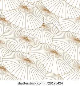 Japanese pattern vector. Gold umbrella background for backdrop, template, cover page design.