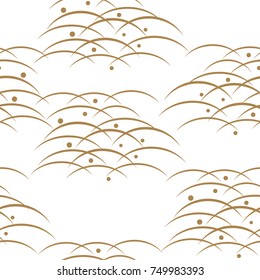 Japanese pattern vector. Gold wave paintbrush illustration background.