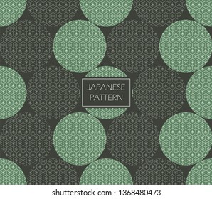 Japanese pattern vector. Green geometric background. Wrapping paper design.