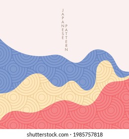 JAPANESE PATTERN VECTOR ILLUSTRATION . COLOR RED YELLOW BLUE PASTEL