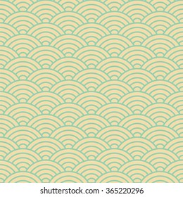 Japanese Pattern, Vector Illustration. Colorful Wave Pattern. Fan Pattern. Asian Pattern.