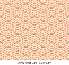 Japanese pattern, vector illustration. Colorful wave pattern. Fan pattern. Asian pattern.