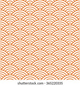 Japanese pattern, vector illustration. Orange wave pattern