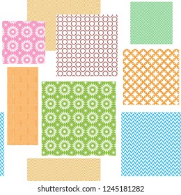 Japanese pattern vector. Multi-colored geometric background. Template, backdrop, wrapping paper, wall-paper
