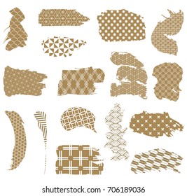 Vector de patrón japonés en estilo gráfico de pincel. Fondo geométrico dorado para diseño de portada, plantilla, postal, póster.