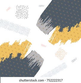 Japanese pattern vector with painting brush background for cover page design, template, web design, wallpaper, backdrop, card, poster.