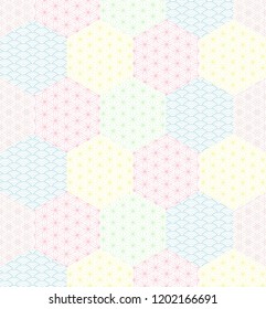 Japanese pattern vector. Pastel geometric background template.