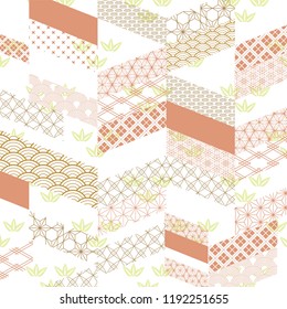 Japanese pattern vector. Pink geometric template background.