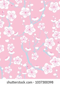 Japanese pattern vector. Sakura Pink background texture.