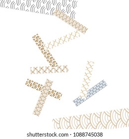 Japanese pattern vector for template and background. Wave elements. 