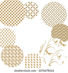 Japanese pattern vector template. Gold geometric background.