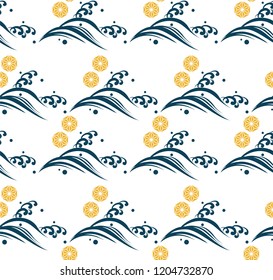 Japanese pattern vector. Wave background template.