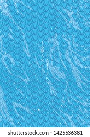 Japanese pattern vector with wave background. Water template with abstract element.