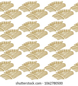 Japanese pattern vector. Wave elements . Gold background template.