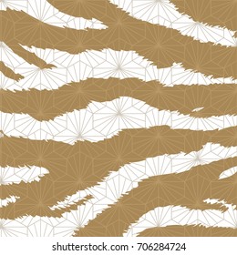 Japanese pattern vector.Gold geometric background with zebra texture.