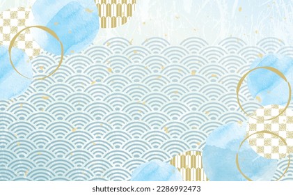 Japanese pattern watercolor Japanese paper background illustration