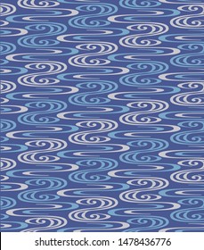 Japanese pattern. Japanese wave pattern on a purple background.Vector unique seamless asian texture.For printing on packaging, textiles, paper, manufacturing, wallpapers, scrapbooking.