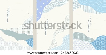 Japanese pattern, waves and abstract shapes. Cool Japanese background.
