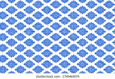 Japanese pattern with white shading on a transparent background blue: Kikubishi