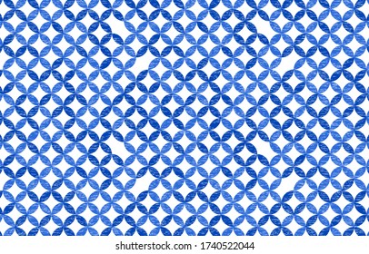 Patrón japonés con sombra blanca sobre un fondo azul transparente: torn cloisonne