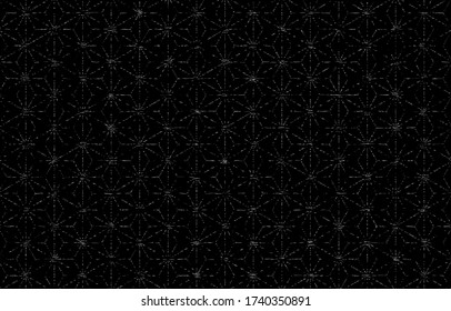 Japanese pattern with a white wilt pattern on a black background: hemp leaf